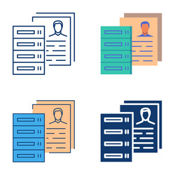 user database icon set in flat and line style vector image