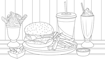 Doodle food icons hand drawn set Royalty Free Vector Image