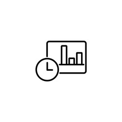 Web line icon clock and graph analytics vector
