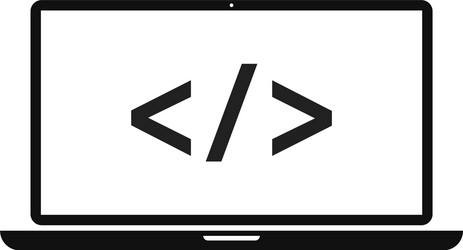 laptop programming or coding icon isolated vector image