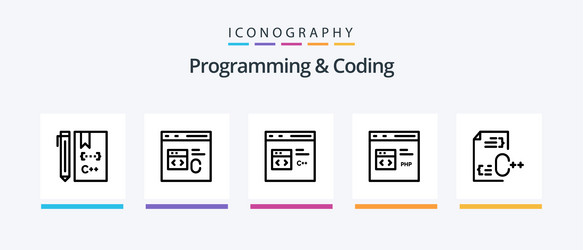 programming and coding line 5 icon pack including vector image