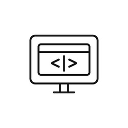 display code icon set computer software program vector image