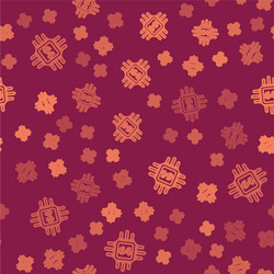brown line computer processor with microcircuits vector image