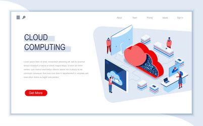 Cloud computing isometric landing page hosting vector