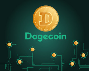 Dogecoin technology circuit style on dark vector