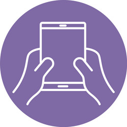 hands using tablet device block style icon vector image