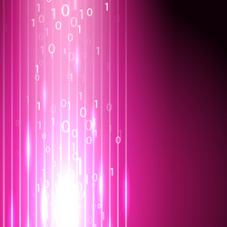 Pink background with stream of binary code vector