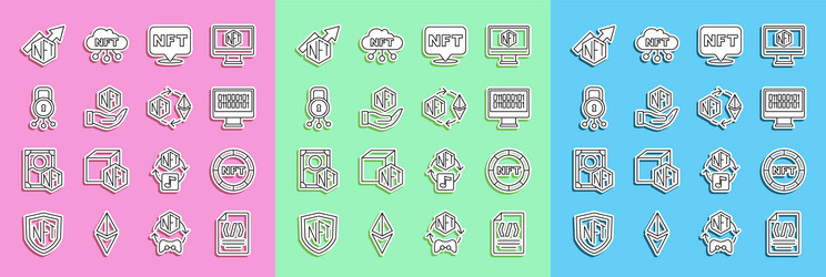 set line binary code nft digital crypto art vector image