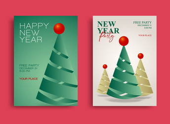 Set of happy new year getting the card elegant vector