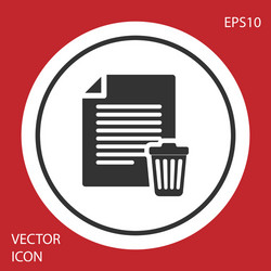 grey delete file document icon isolated on red vector image