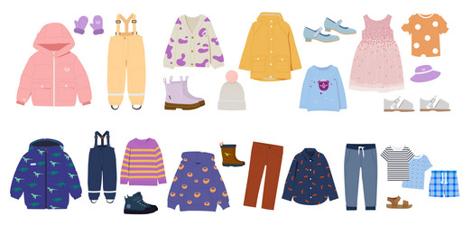 Colorful set of seasonal children clothing vector