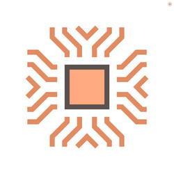 computer chip processor and technology icon set vector image