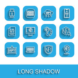 set line nft digital crypto art binary code vector image