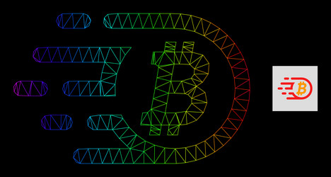 spectrum gradient polygonal network bitcoin icon vector image