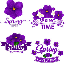 Spring flower bouquet isolated symbol set vector