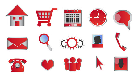 Web and multimedia glossy red icons buttons vector