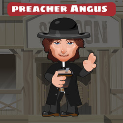 cartoon character in wild west - preacher angus vector