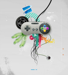 Retro Joystick with Buttons vector image