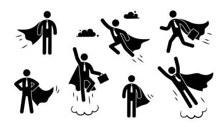 Superhero business pictogram man icon set vector