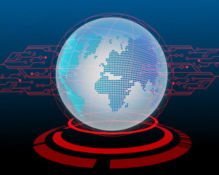 world map cyber attack by hacker circuit concept vector image