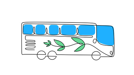 one line drawing of electric bus isolated