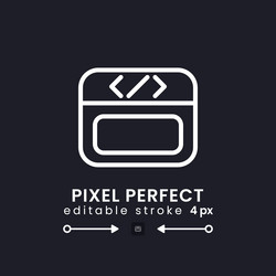 webpage coding white linear desktop icon on black vector image