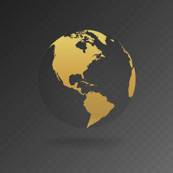 Gold globe icons with different continents vector