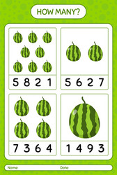 how many counting game with watermelon worksheet vector image