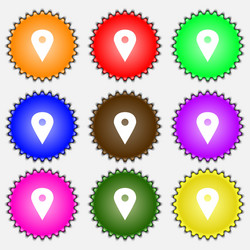 Map pointer gps location icon sign a set of nine vector