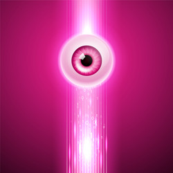 Pink background with eye and binary code vector