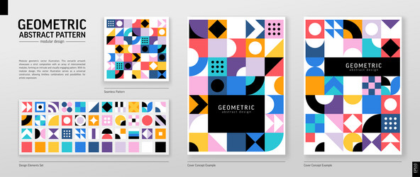 Retro Geometric Color Block Pattern vector image