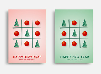 Happy new year greeting card tic tac toe elegant vector