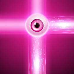 Pink background with eye and binary code vector