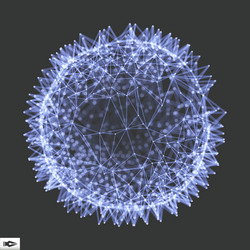 sphere with connected lines and dots glowing grid vector image