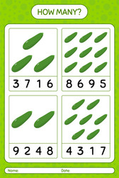 How many counting game with zucchini worksheet vector