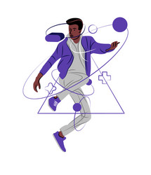 man in shadow sharp lines style vector image