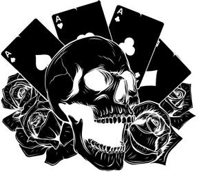 Motorcycle Skull with Playing Cards Vector Image