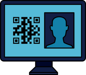 qr code inside computer and avatar head vector image
