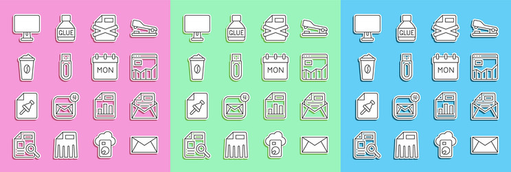 Set line mail and e-mail graph chart infographic vector