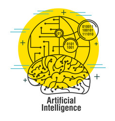 artificial intelligence brain world code binary vector image