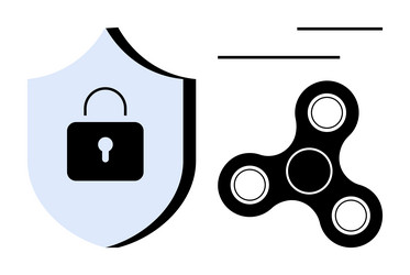 shield with lock and fidget spinner representing vector image