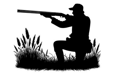 Hunter Shooting in Field vector image