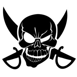 Jolly Roger with Sabers & Crossbones Vector Image