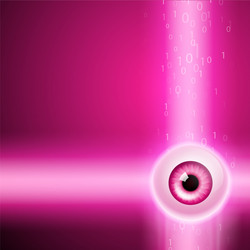 Pink background with eye and binary code vector