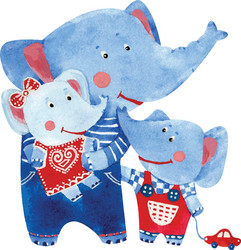 Watercolor Elephant Family Vector Image