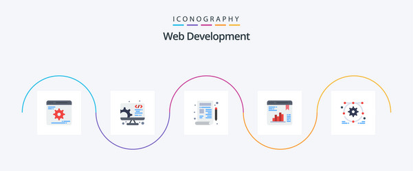 Web development flat 5 icon pack including vector