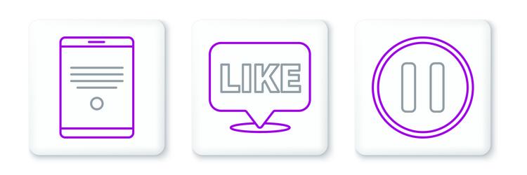 set line pause button tablet and like in speech vector image