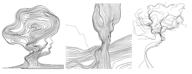 abstract tree in continuous line art drawing style vector image