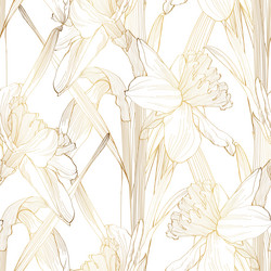 Golden Daffodil Floral Pattern Vector Image