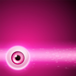 Pink background with eye and binary code vector